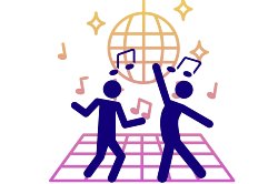 stick people dancing under a disco ball